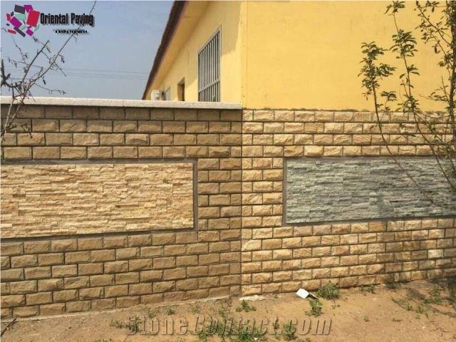 Yellow Sandstone Cultured Stone, Wall Cladding, Natural Cultured Stone