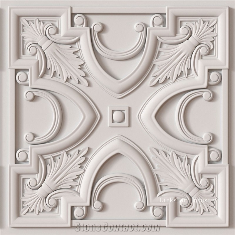 3d Stone Design Panels for Walls Tile, White Quartzite Relief & Etching