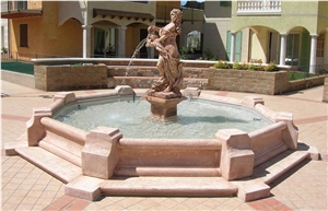 Beige Marble Garden Fountains Ornaments Water Features with Surrounds