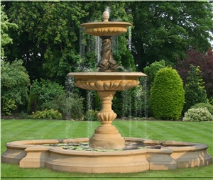 Beige Marble Outdoor Garden Fountains Stone Water Features