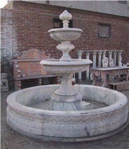 Big Grey Marble Stone Garden Water Fountains with Pool Surrounds