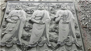 Green Bluestone Buddha Shakyamuni Relief Carving