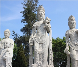 Large Stone Guanyin Sculptures Granite Kwan-Yin Carvings, Grey Granite Sculpture & Statue