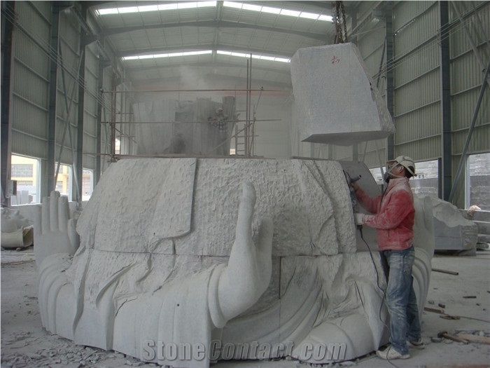 Large Three Sides Grey Granite Avalokitesvara Sculptures/Guanyin Statues/Buddha Sculptures