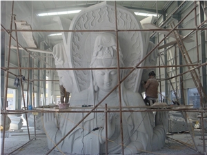 Three Sides Guanyin Buddha Granite Sculptures Avalokitesvara Statues
