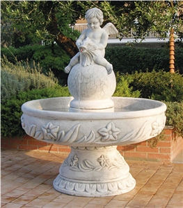 White Marble Garden Water Fountains with Angel Sculpture