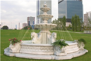 White Marble Large Scale Water Fountains Stone Garden Fountains