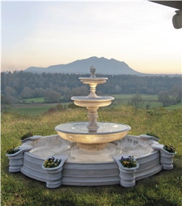 White Marble Stone Garden Fountains with Pool Surrounds