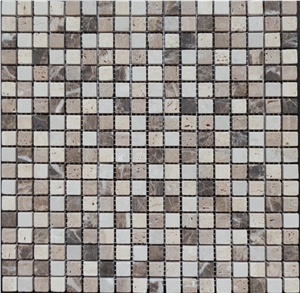15x15x10mm Marble Square Mosaic Tumble,Polish,Honed
