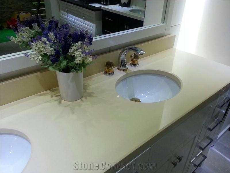 Beige Quartz Stone Kitchen Countertop and Vanity Top, Beige Quartzite Kitchen Countertops