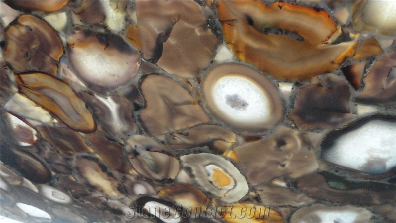 Brown Ageta Slab, Brown Semi Presious Stone Panels,Brown Gemstone Slab