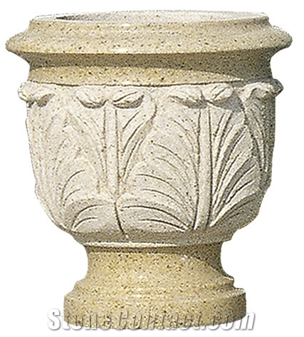 Carved Stone Garden Flower Pot