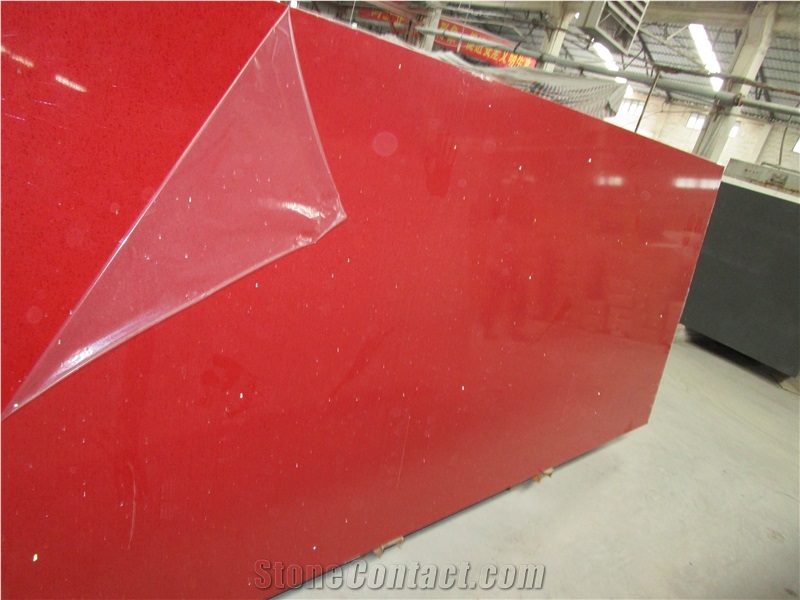 China Red Quartz Stone Slabs & Tiles, Engineered Stone Slabs, Artificial Stone