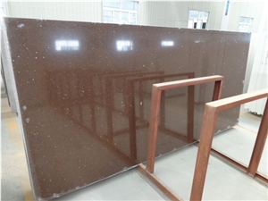 Coffee Brown Crystal Glass Quartz Stone Slabs & Tiles