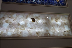 Crystal White Semi Precious Stone Panels,Semi Precious Stone Wall