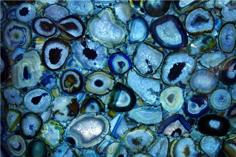 Dark Blue Agate Semi Precious Stone Slab & Tile, Dark Blue Agate Semi Precious Stone Wall, Blue Gemstone Slabs