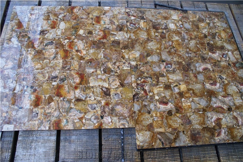 Fossil Semiprecious Stone Slabs & Tiles Flooring Pattern