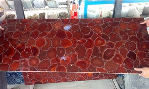 Gemstone Slabs, Semi Precious Slabs Red Agated Slab Tiles Backlit