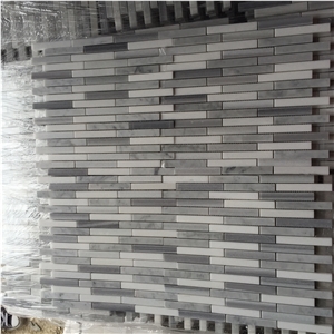 Linear Strips Bianco Carrara Marble Mosaic