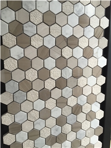 Marble Mosaic/Various Marbles Mosaic;Athen Wooden Wooden White Wooden Mosaic;Different Finished Surface Mosaic