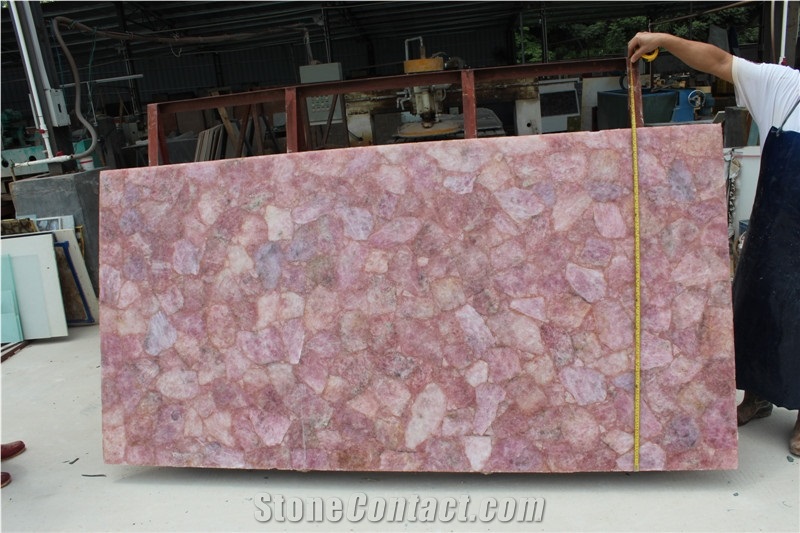 Rose Quartz Semi Precious Stone Slab Pink Semiprecious Stone