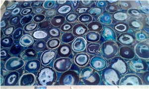 Translucent Blue Agate Semiprecious Stone Slabs &Tiles,Blue Crystal Semi Presious Wall Panel,Green-Blue Agate Semi Precipus Gem Home Decor