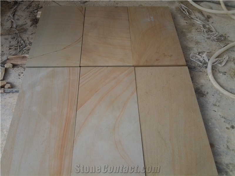 Yellow Wooden Sandstone Tiles & Slab, China Yellow Sandstone Tiles