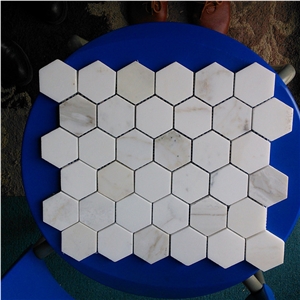 Cararra Hexagon Mosaic,White Carrara Mosic,Natural Stone Mosic Tiles,Cararra Natural Stone Mosic Tiles, Bianco Carrara Cd White Marble Hexagon Mosaic
