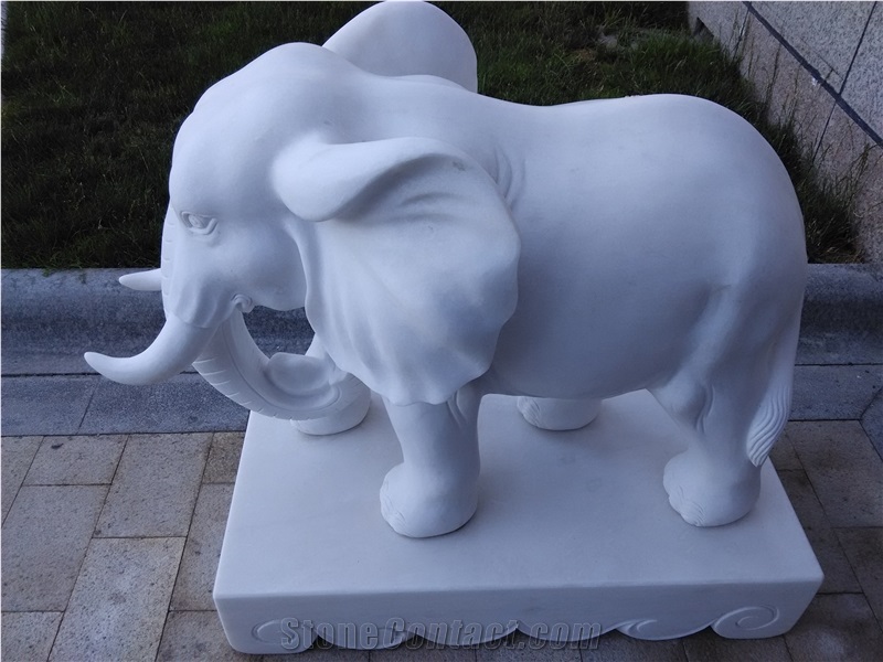 Chinese White Marble Handcarved Animal Sculptures, Snow White Marble Animal Sculptures