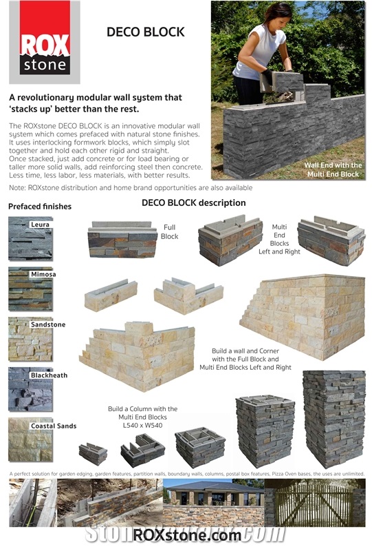 Deco Block Leura, Grey Quartzite Viet Nam Wall Cladding, Cultured Stone