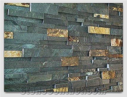 Roxstone Stackstone Panel, Grey and Yellow Quartzite Wall Cladding, Cultured Stone Viet Nam