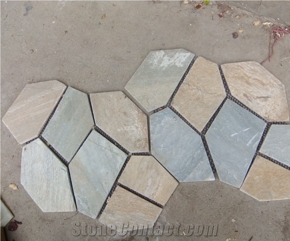 China Hebei Multicolor Slate Net Paste Flagstone Paving Stone, Oriental Crystal Paving Stone, Hot Sale Paving Stone Exporting
