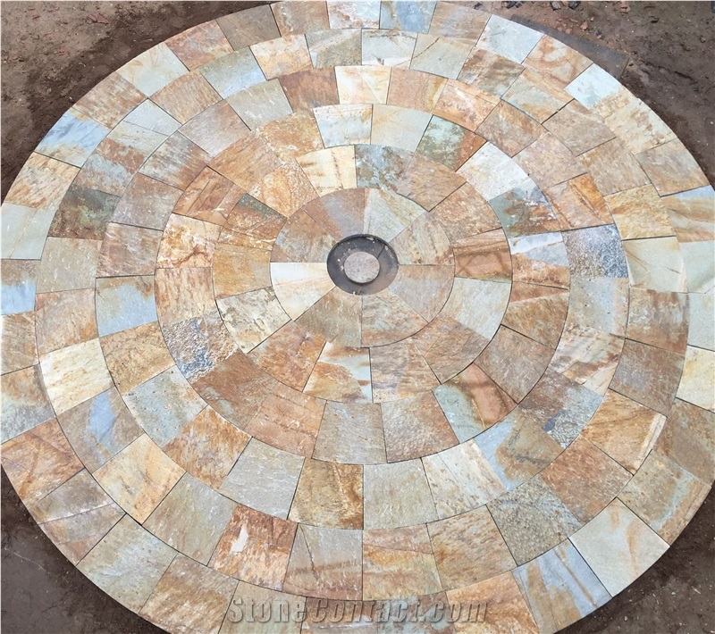 Cream Slate Puzzled Landscape Paving Stone,Outdoor Floor Decoration Items