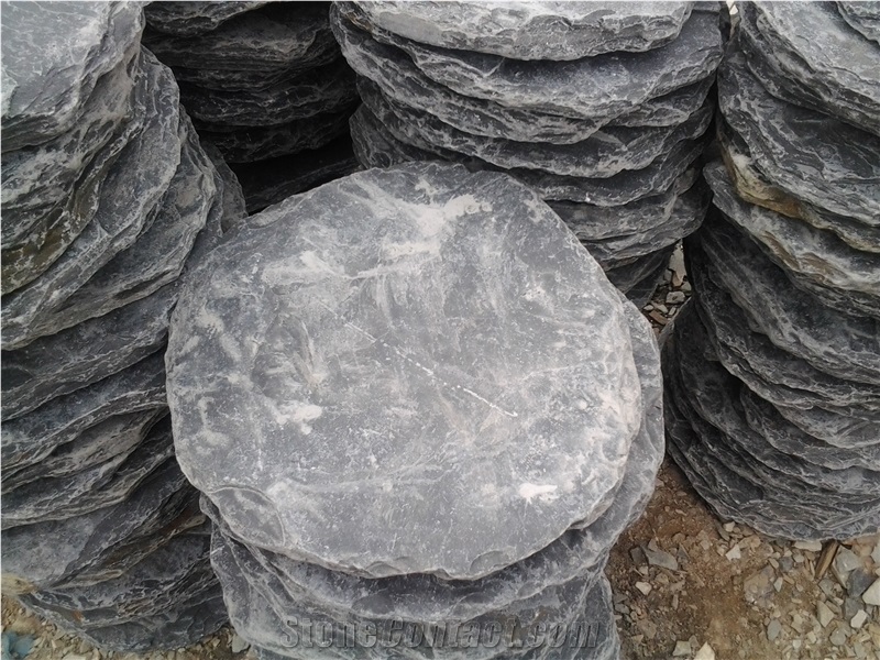 Handmade Tumbled Black Stepping Stones for Garden,Black Stepping Pavements, Stone Slate Cube Stone & Pavers