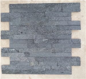 Hebei Black Quartzite Cultured Stone, Black Quartzite Wall Panel, Ultra-Thin Black Wall Panel