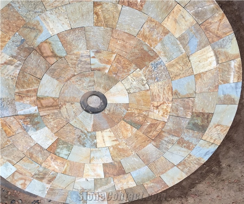 Hebei Golden Slate Mosaic Floor,Regular Flagstone Floor for Patio