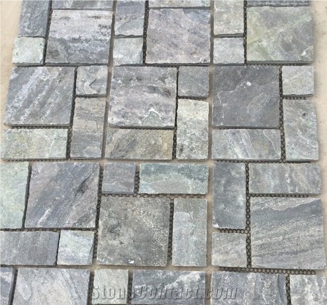 Natural Surface Square Shape Black Slate Tiles & Slabs for Villa, China Black Slate