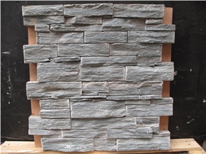 Decorative High Quality Machine Cut Stone Wall Cladding, Grey Slate Wall Cladding