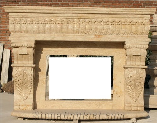 New Product Beige Marble Fireplace