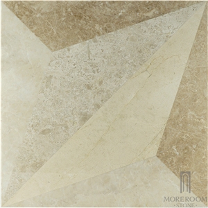 Beige Marble Water Jet Medallions;Marble Tile for Flooring Design;Marble with Ceramic Tile