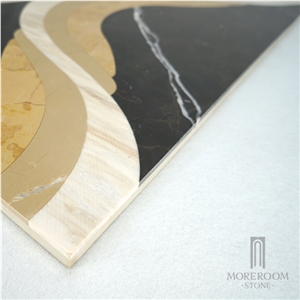 Black & Beige Color Laminated Marble Pattern Floor Tile