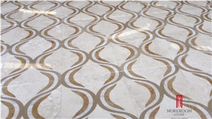Cappuccino Gold Marble Moreroom Stone Wave Design Waterjet Marble Inlay Panel