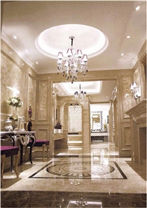 Cappuccino Marble;Water Jet Medallions;Medalions Flooring Design, Cappuccino Dark Brown Marble Medallion