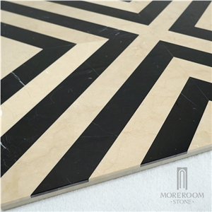 Classical Design Nero Margiua Match Crema Marfil Marble Floor Pattern