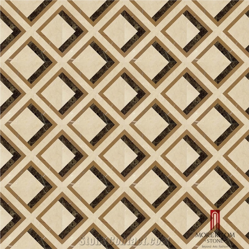Crema Marfil Marble Spain Beige Natural Stone Tiles Marble Floor Medallion Waterjet Marble Floor Tile Designs