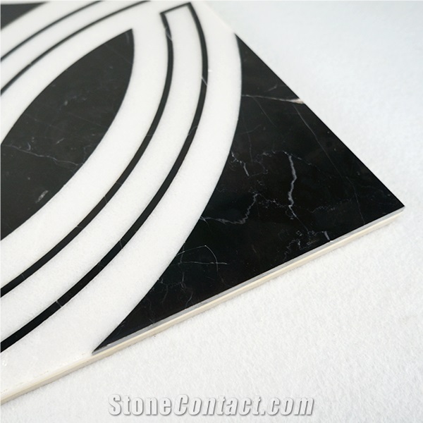Decorative Italian White & Black Marble Pattern Laminated Panel Stone Tile Good Price