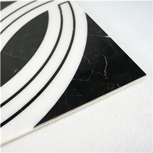 Decorative Italian White & Black Marble Pattern Laminated Panel Stone Tile Good Price