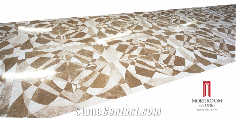 Emperador Light ,Cappuccino Marble ,Mpc1001s-M03g Moreroom Stone Waterjet Artistic Inset Marble Panel for Modern Design Flooring