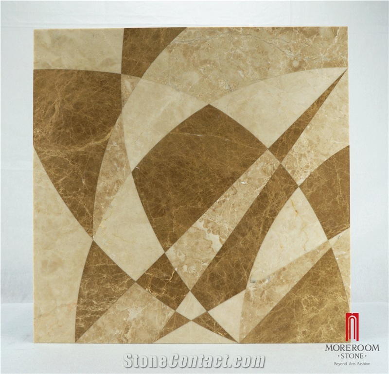 Emperador Light ,Cappuccino Marble ,Mpc1001s-M03g Moreroom Stone Waterjet Artistic Inset Marble Panel for Modern Design Flooring