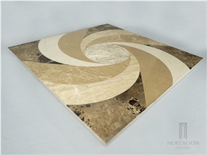 Emperador Marble Windmill Look Design Water-Jet Thin Compound Stone Tile